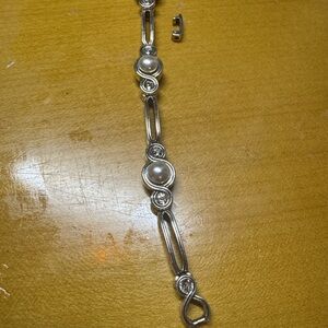 Brighton Elegant Silver Pearl Bracelet (broken clasp)